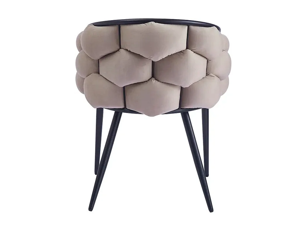 Lot 2 Chaises Salle à Manger Ballon Velours Taupe Pieds Métal Noir 65x68x78cm