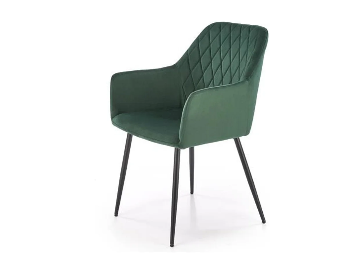 Chaise design en velours vert Ariane - Gris