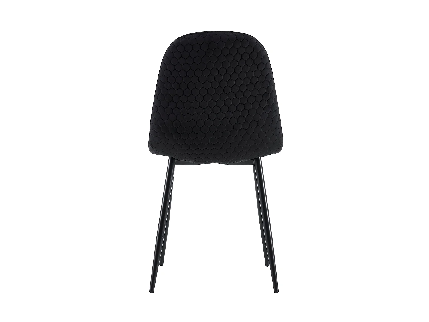 Lot 4 Chaises Salle à Manger Scandinave Alvéole Velours Noir Pieds Métal Noir