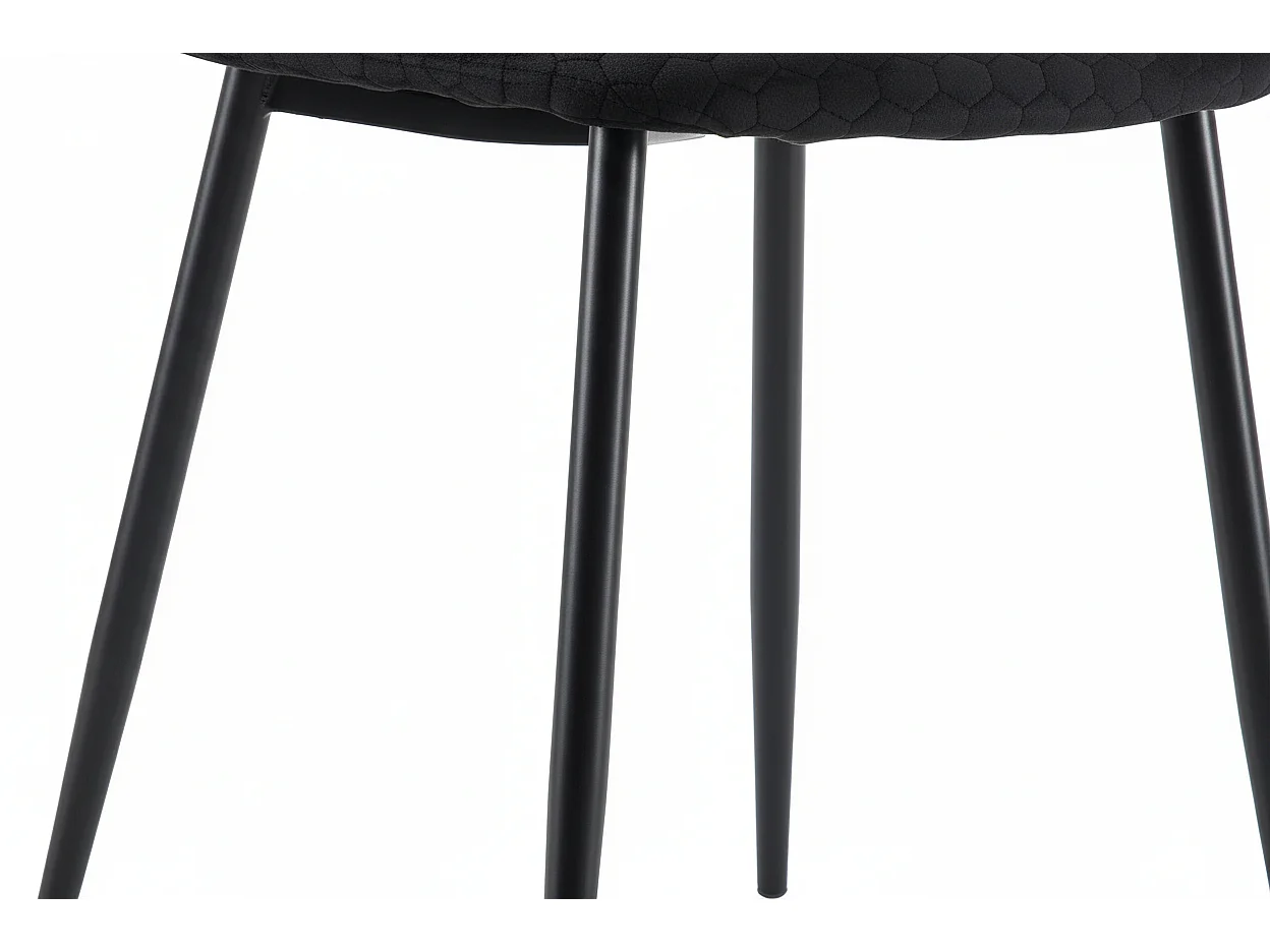 Lot 4 Chaises Salle à Manger Scandinave Alvéole Velours Noir Pieds Métal Noir