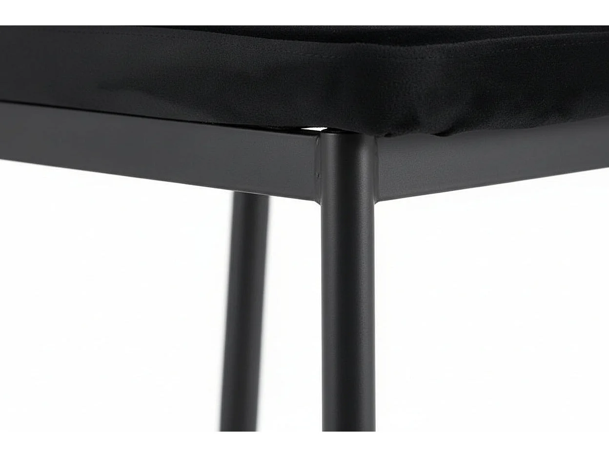 Lot 4 Chaises Salle à Manger Pony Velours Noir Pieds Métal Noir 57x42x95cm