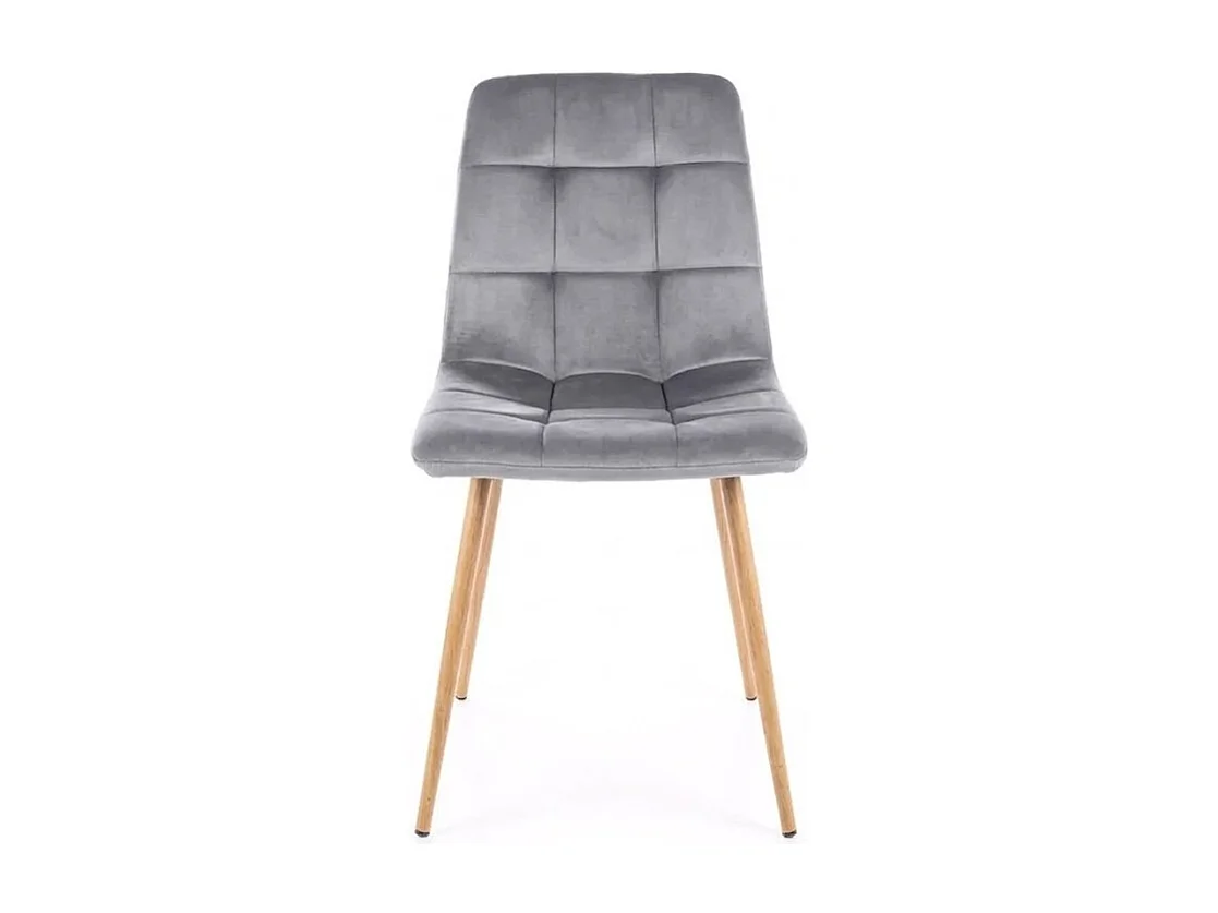 Chaise design chêne & velours gris Frigg