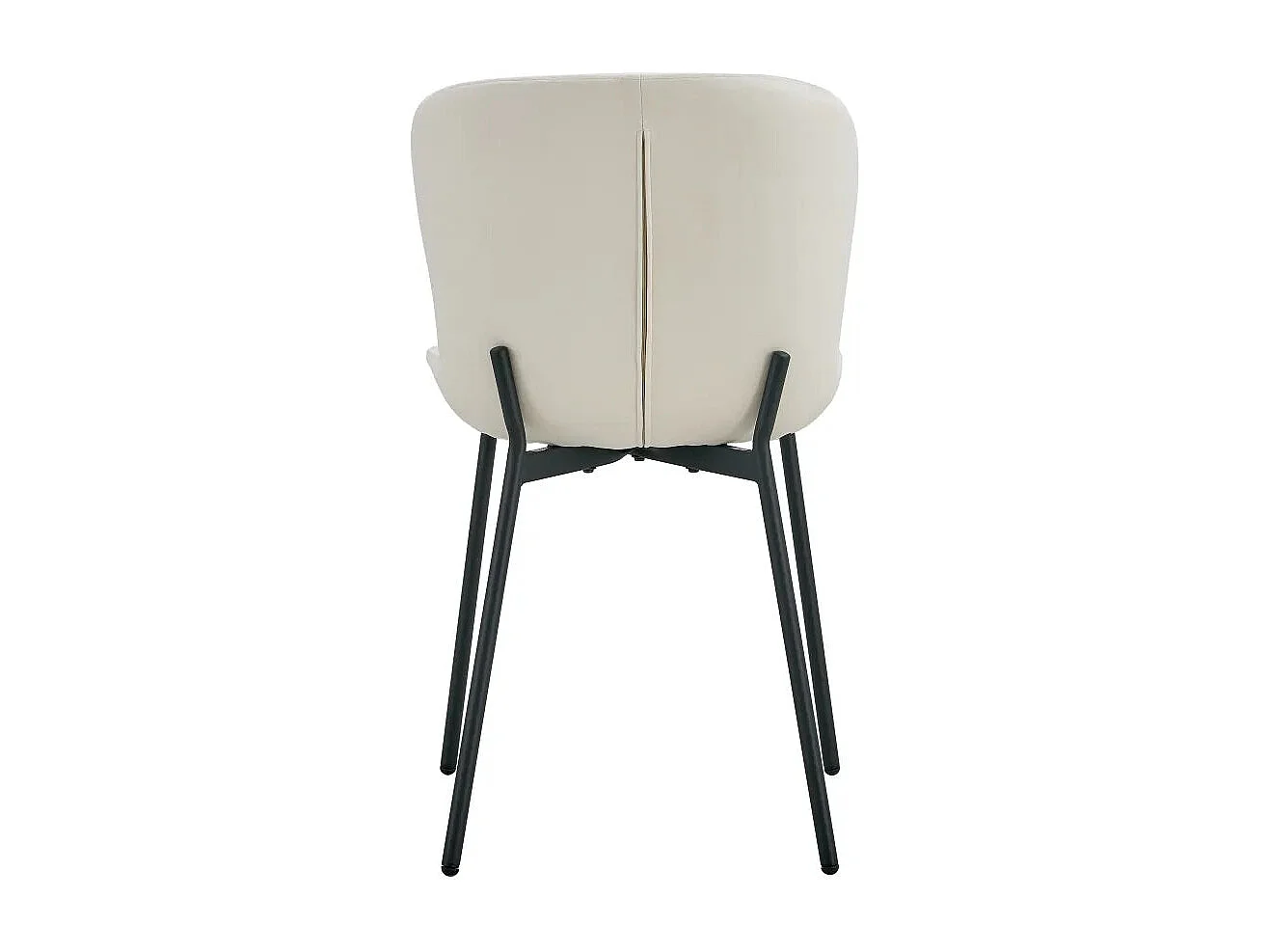 Lot 4 Chaises Salle à Manger Elen Velours Écru Pieds Métal Noir