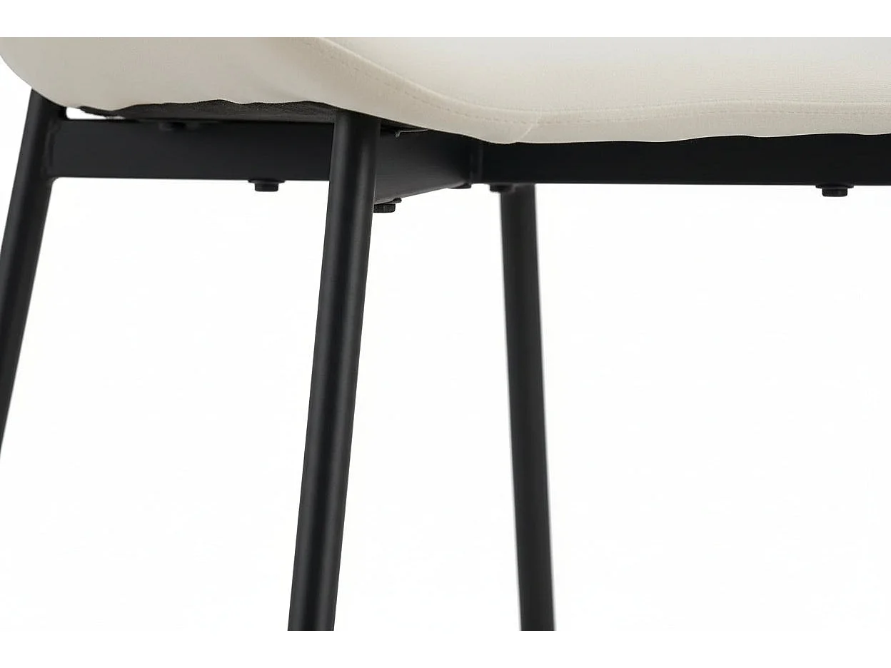 Lot 4 Chaises Salle à Manger Elen Velours Écru Pieds Métal Noir