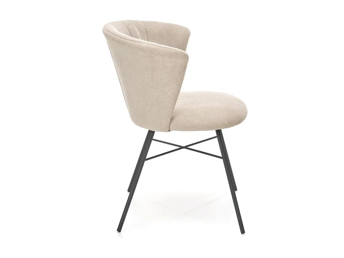 Chaise contemporaine en tissu beige et pieds en métal noir BELLE ILE