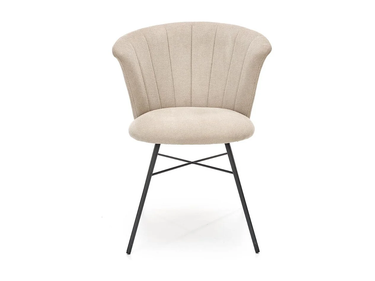 Chaise contemporaine en tissu beige et pieds en métal noir BELLE ILE