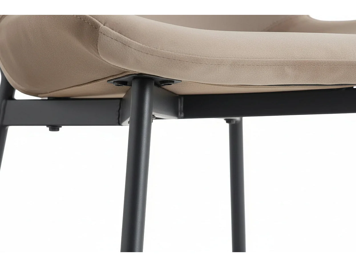 Lot 4 Chaises Salle à Manger Elen Velours Moka Pieds Métal Noir