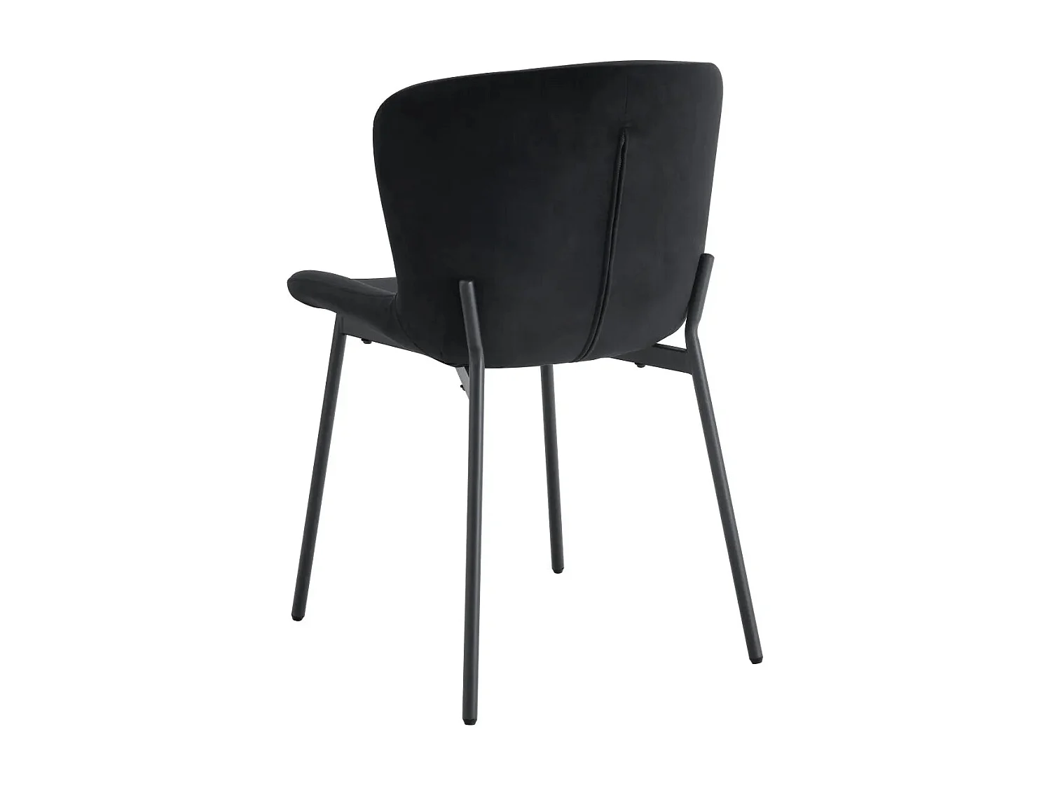 Lot 4 Chaises Salle à Manger Elen Velours Noir Pieds Métal Noir