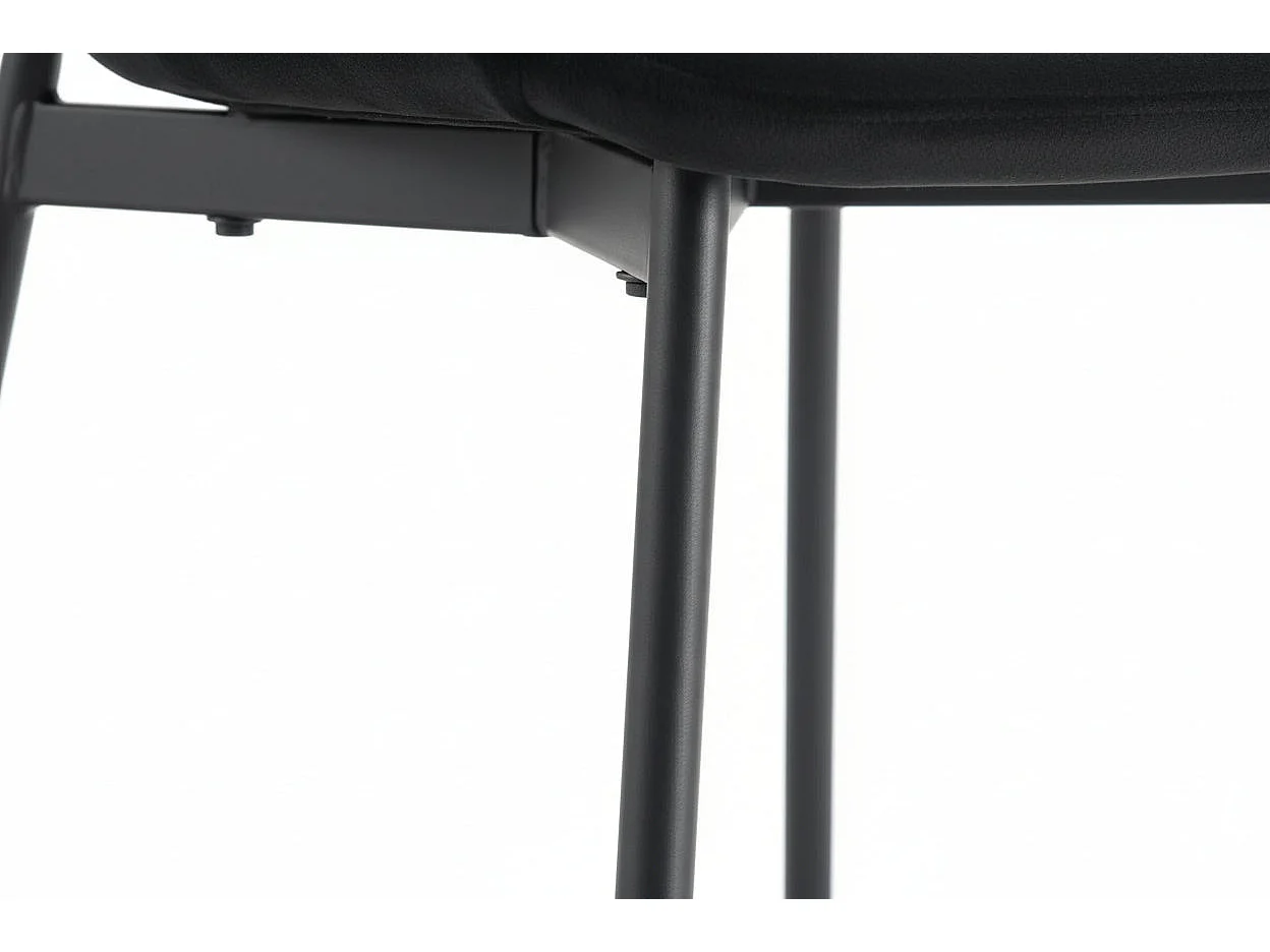 Lot 4 Chaises Salle à Manger Elen Velours Noir Pieds Métal Noir