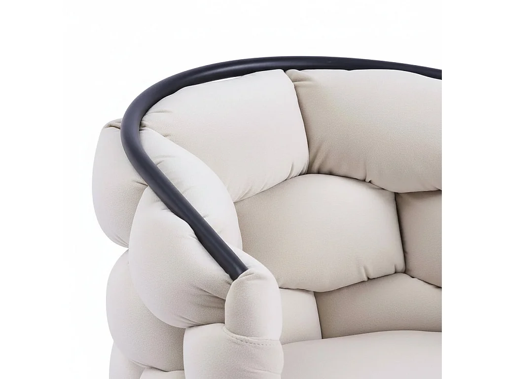 Lot 2 Chaises Salle à Manger Ballon Velours Beige Pieds Métal Noir 65x68x78cm