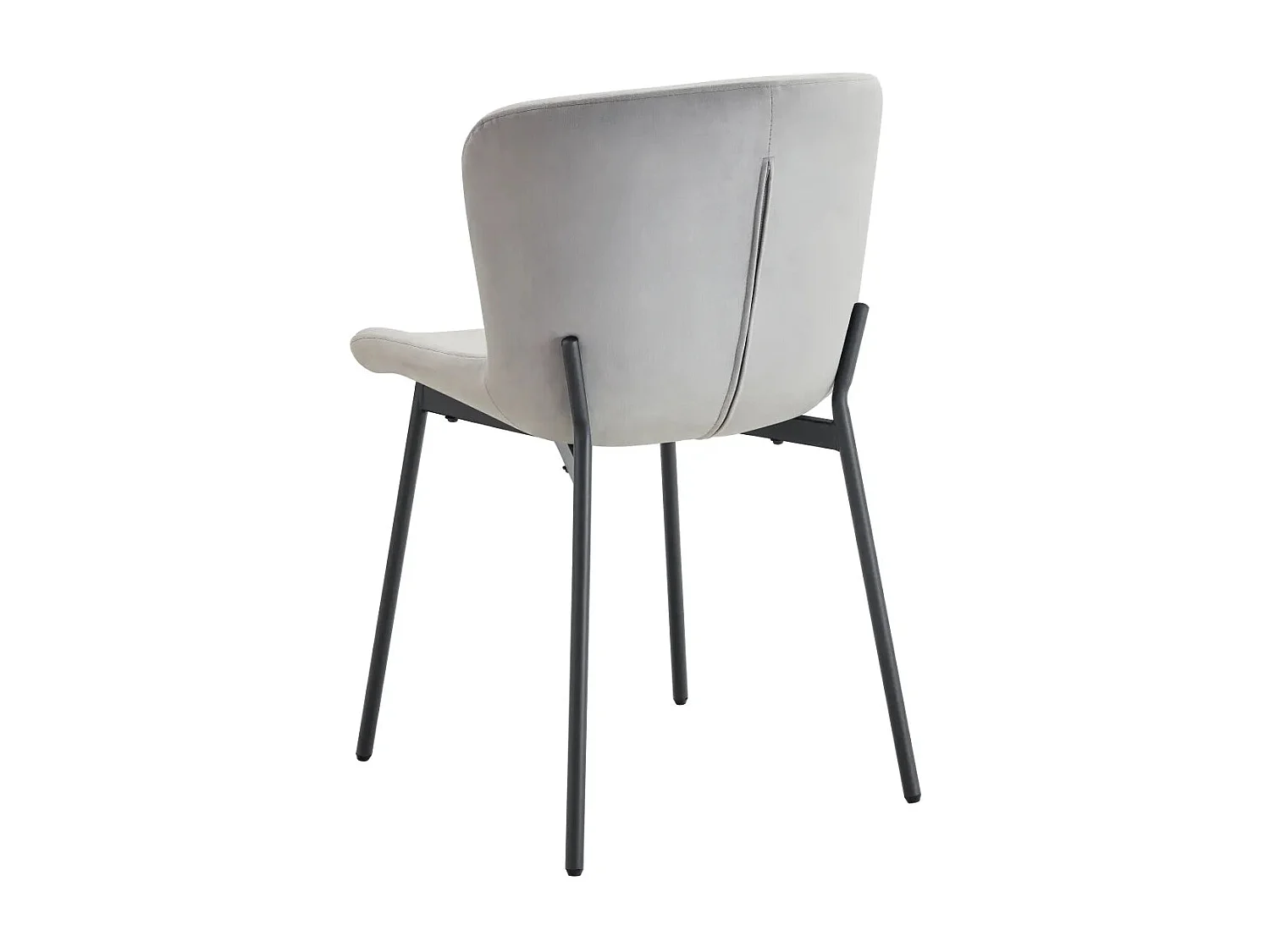 Lot 4 Chaises Salle à Manger Elen Velours Gris Pieds Métal Noir