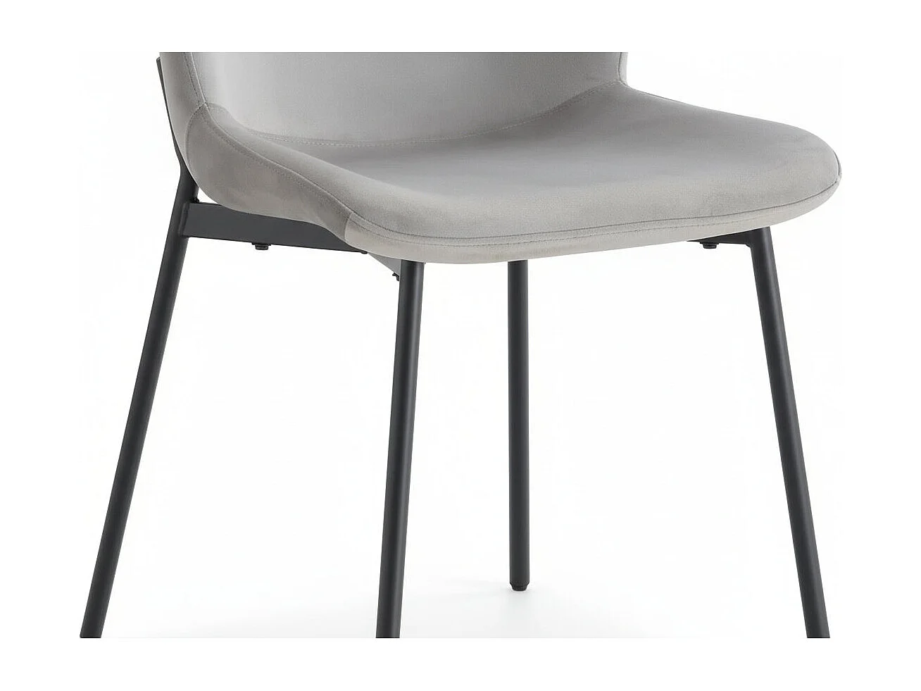 Lot 4 Chaises Salle à Manger Elen Velours Gris Pieds Métal Noir