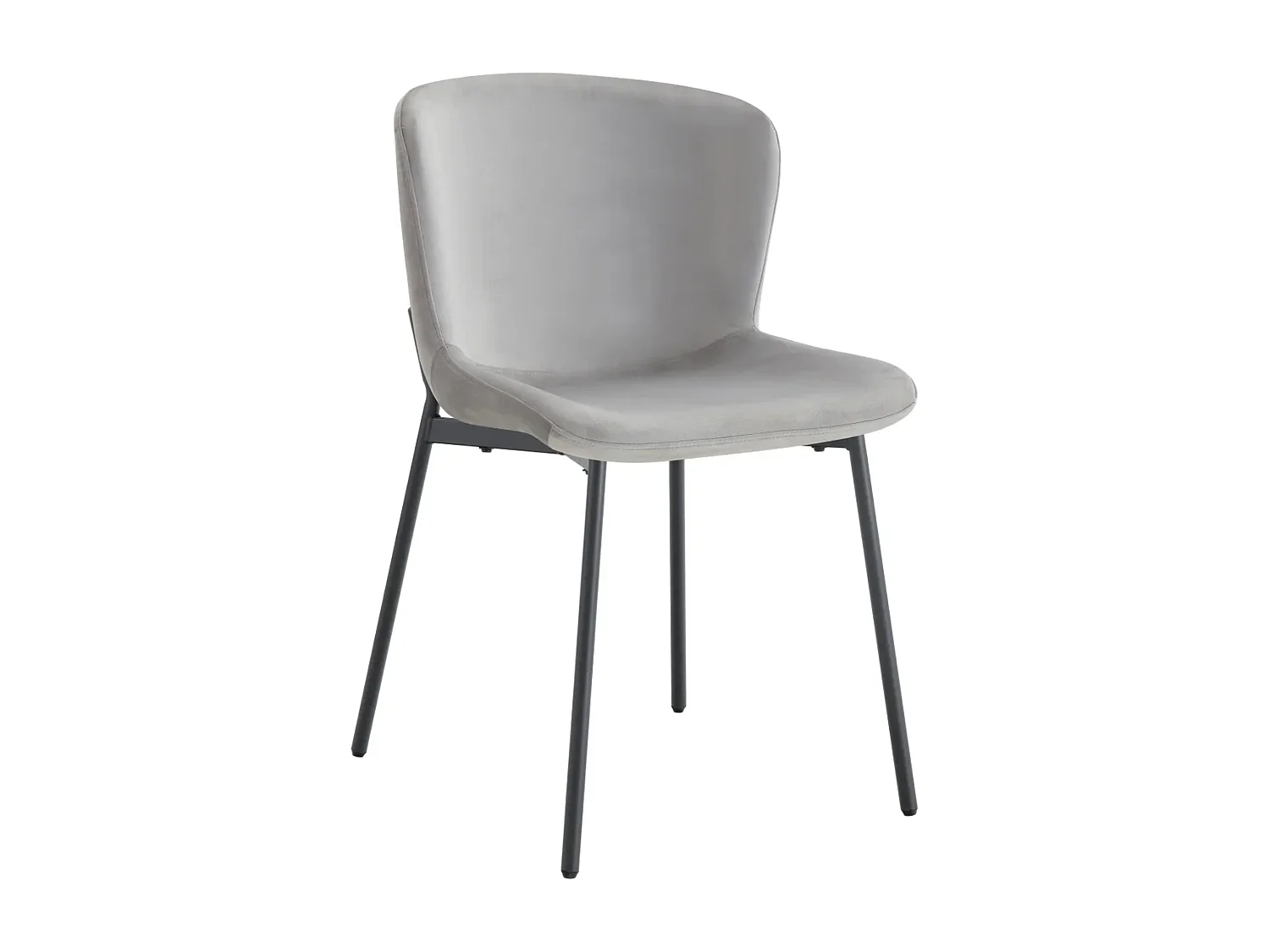 Lot 4 Chaises Salle à Manger Elen Velours Gris Pieds Métal Noir