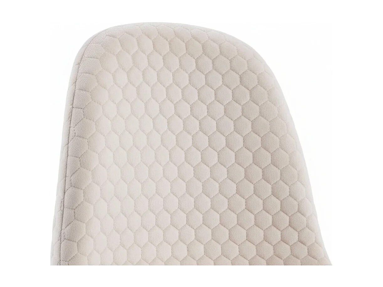 Lot 4 Chaises Salle à Manger Scandinave Alvéole Velours Beige Pieds Métal Noir