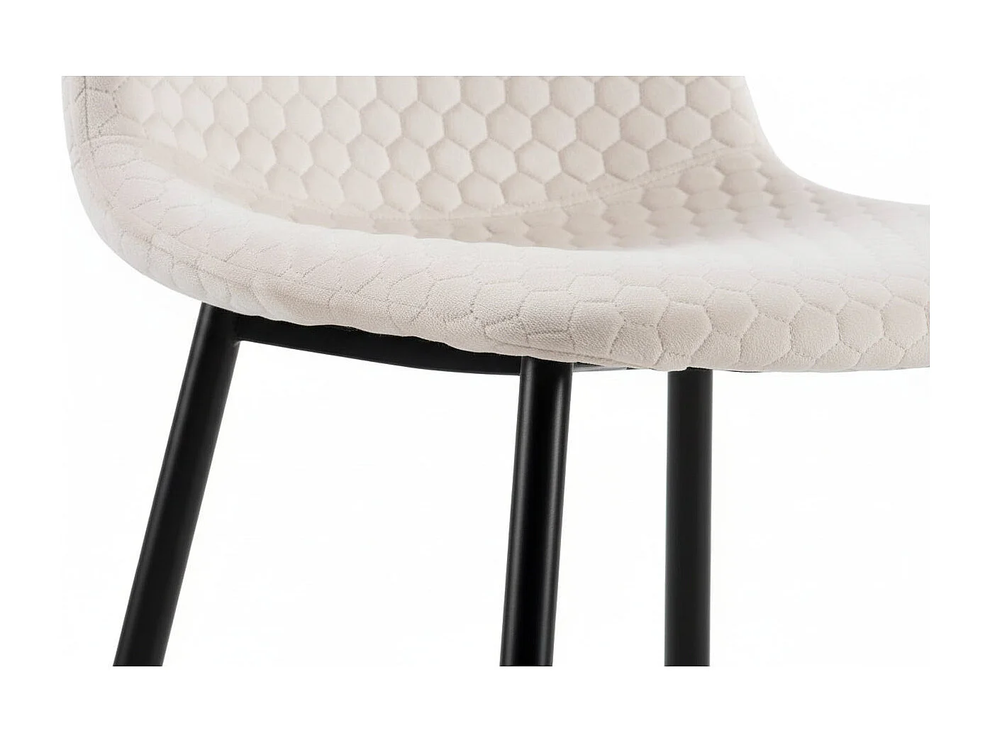 Lot 4 Chaises Salle à Manger Scandinave Alvéole Velours Beige Pieds Métal Noir