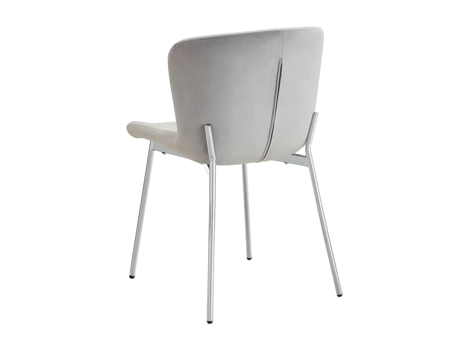 Lot 4 Chaises Salle à Manger Elen Velours Gris Pieds Chrome