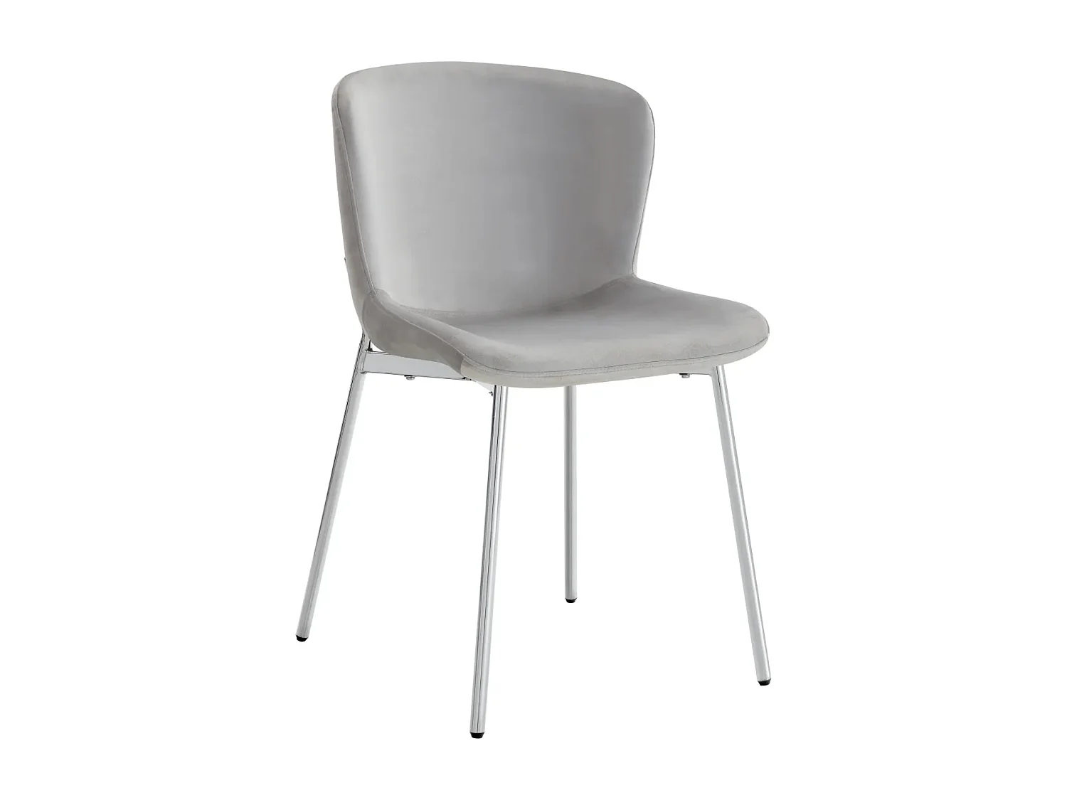 Lot 4 Chaises Salle à Manger Elen Velours Gris Pieds Chrome
