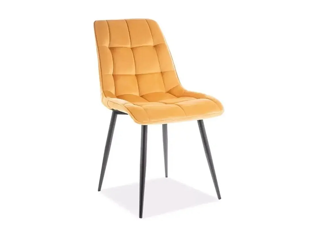Chaise design velours jaune pieds noirs Harriet