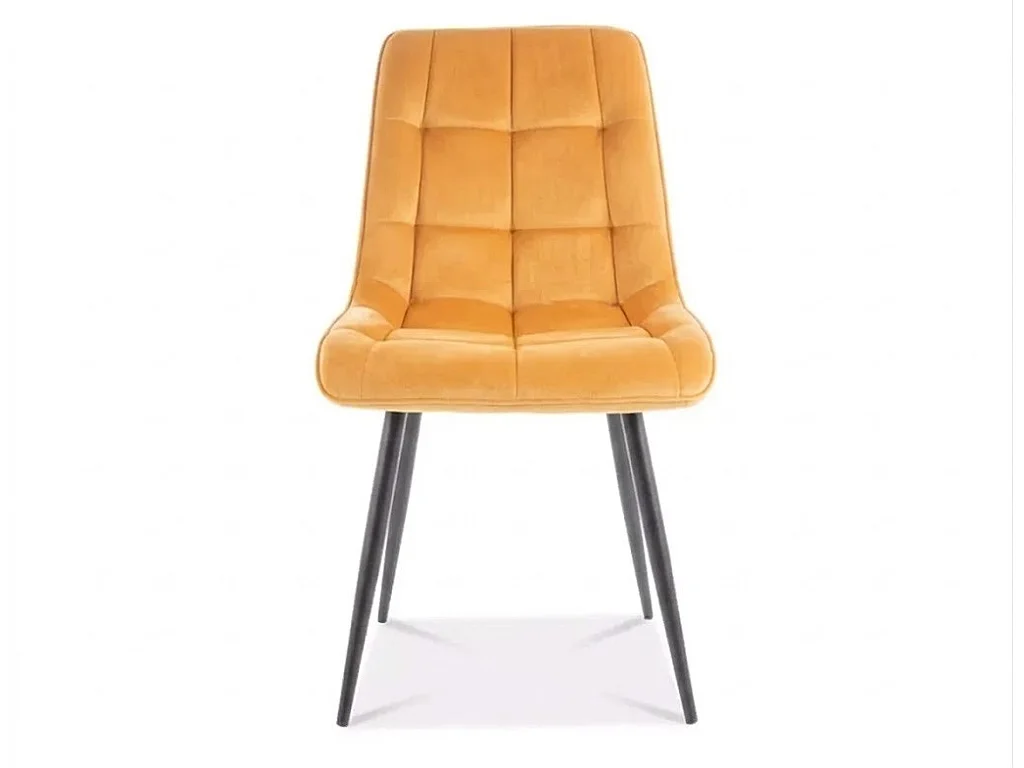 Chaise design velours jaune pieds noirs Harriet