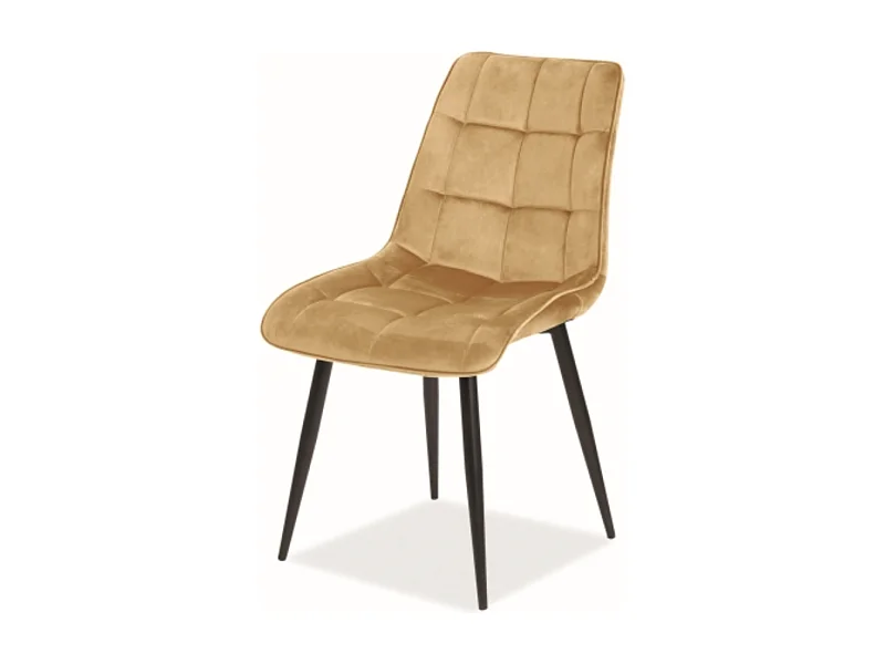 Chaise design velours jaune pieds noirs Harriet