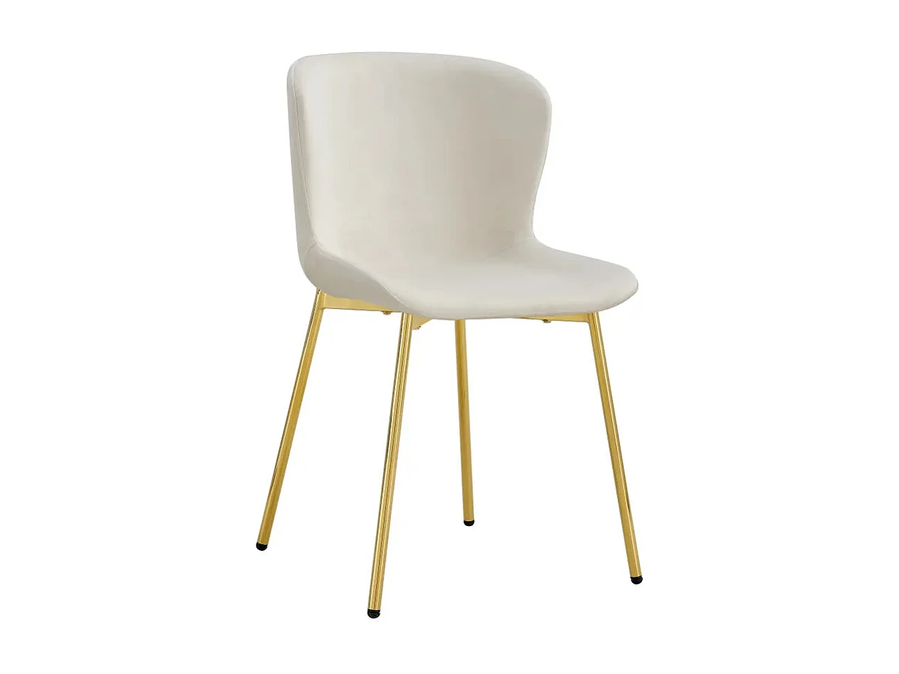 Lot 2 Chaises Salle à Manger Elen Velours Écru Pieds Gold