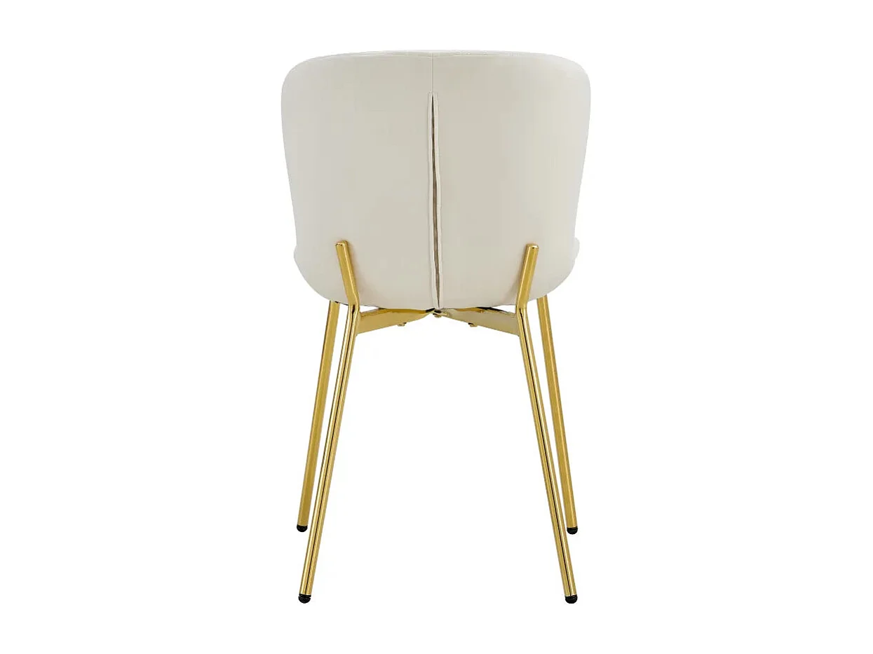 Lot 2 Chaises Salle à Manger Elen Velours Écru Pieds Gold