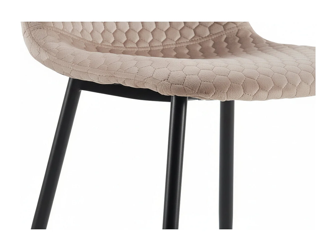 Lot 4 Chaises Salle à Manger Scandinave Alvéole Velours Taupe Pieds Métal Noir