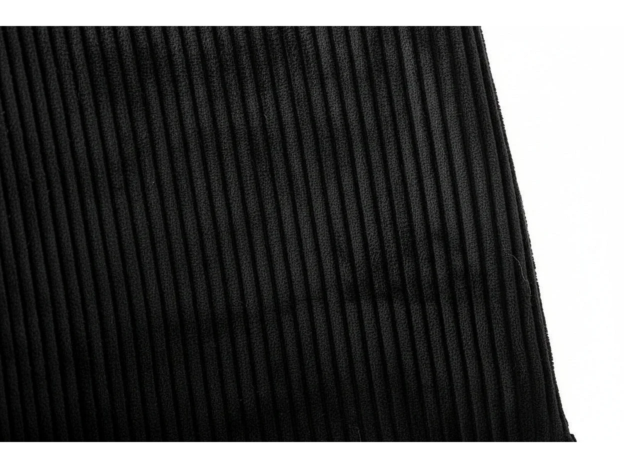 Lot 4 Chaises Salle à Manger Bobby Velours Côtelé Noir Pieds Métal Noir 52x44x87cm