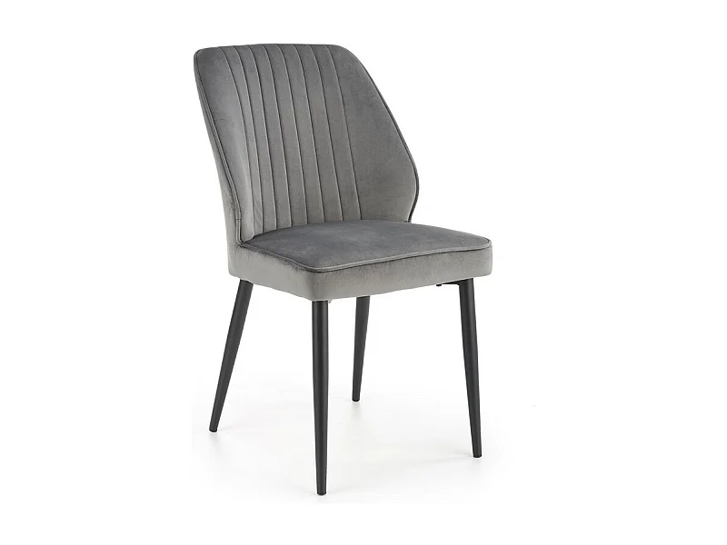 Chaise de salle à manger en velours gris avec pieds en métal noir GALATEE