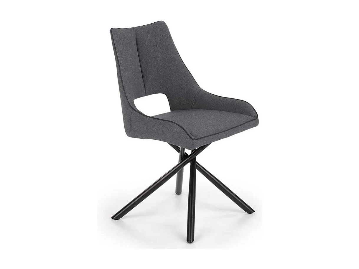 Chaise design avec assise en tissu gris et piètement en métal noir MONTEVIDEO