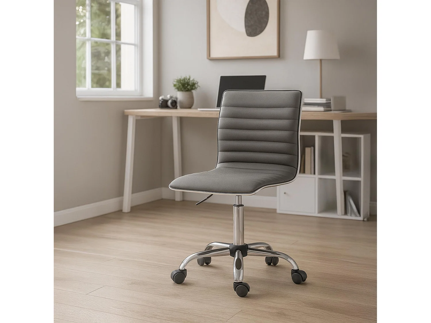Tabouret de bureau - Similicuir - Gris - Alamosa