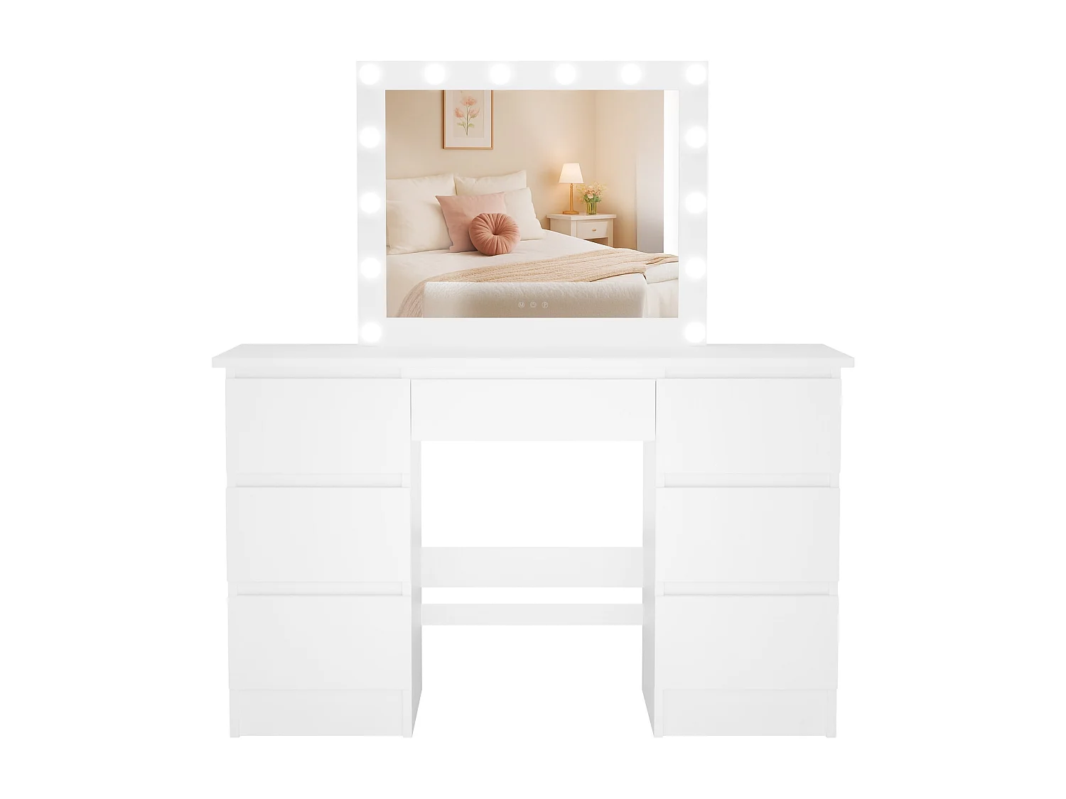 Coiffeuse - carré - Bois - 130 x 45 cm - Blanc - Duffy