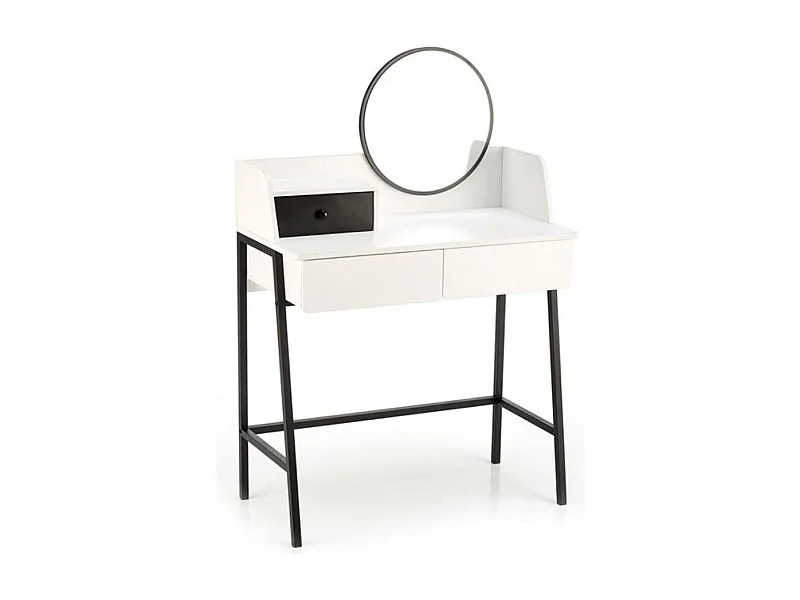 Coiffeuse design noire et blanche avec miroir et 3 tiroirs Morning