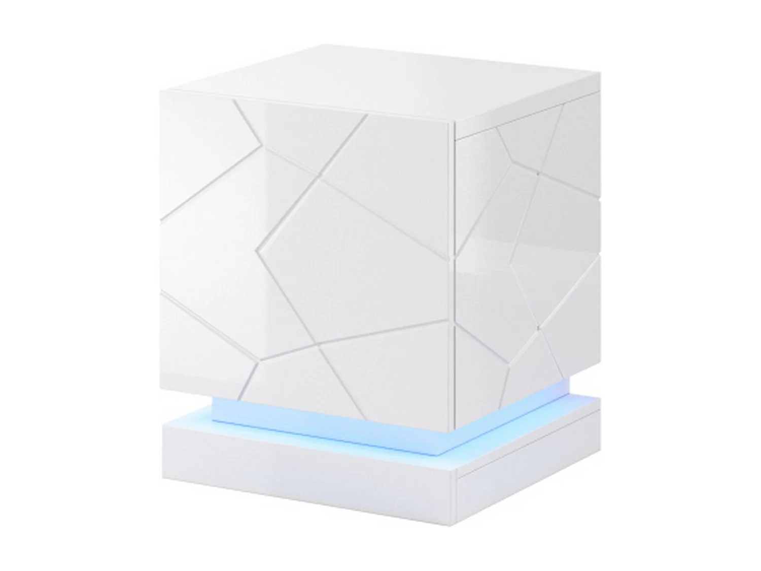 Table de chevet x2 design laqué blanc Clost - Sans LED