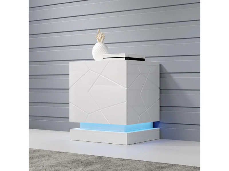 Table de chevet x2 design laqué blanc Clost - Sans LED