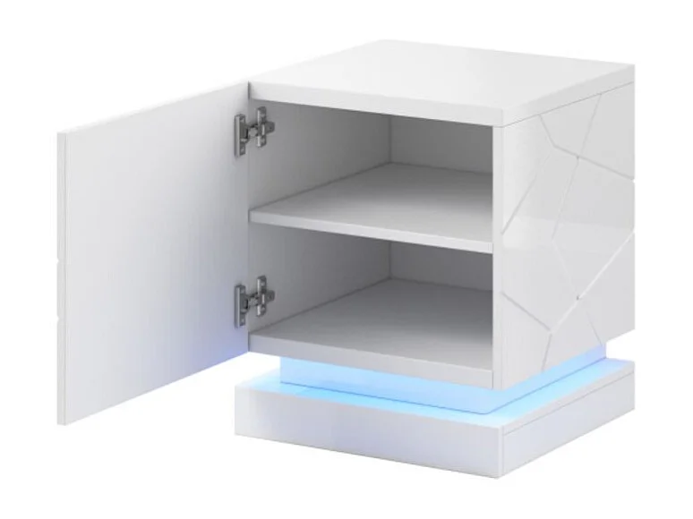 Table de chevet x2 design laqué blanc Clost - Sans LED