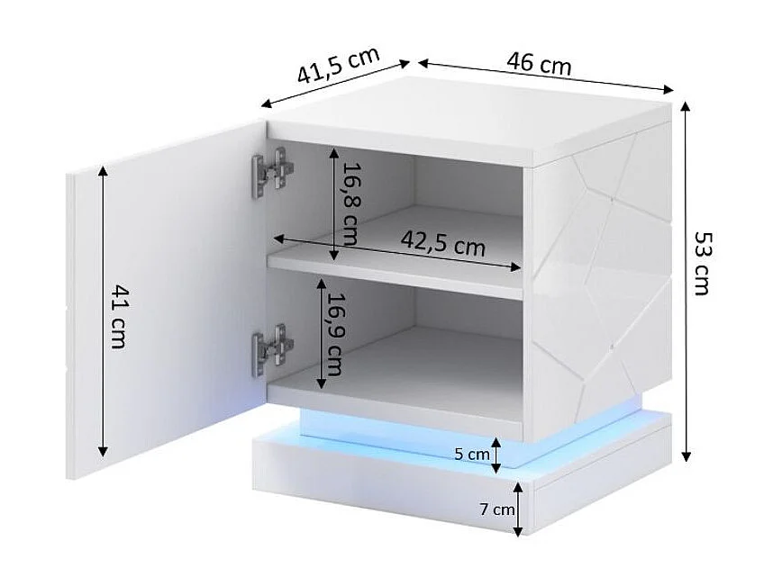 Table de chevet x2 design laqué blanc Clost - Sans LED
