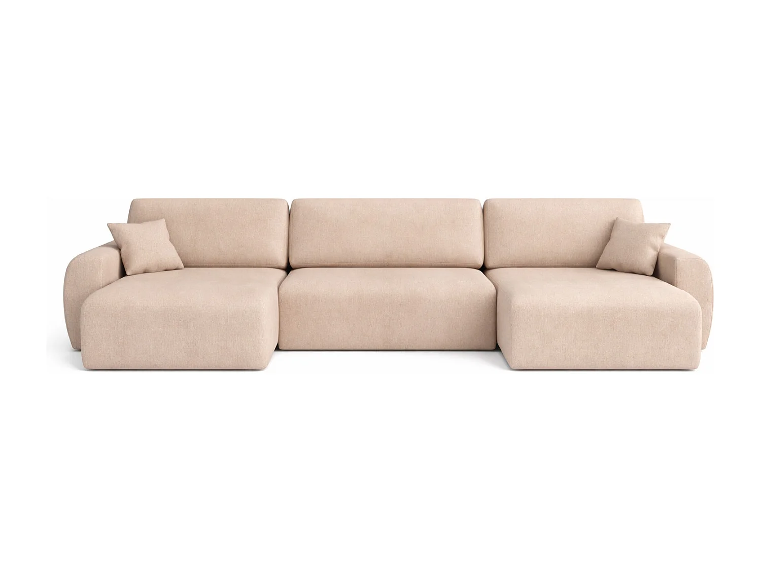 Divano angolare con funzione letto e contenitore a U Ariel U, velluto Salvador, Beige