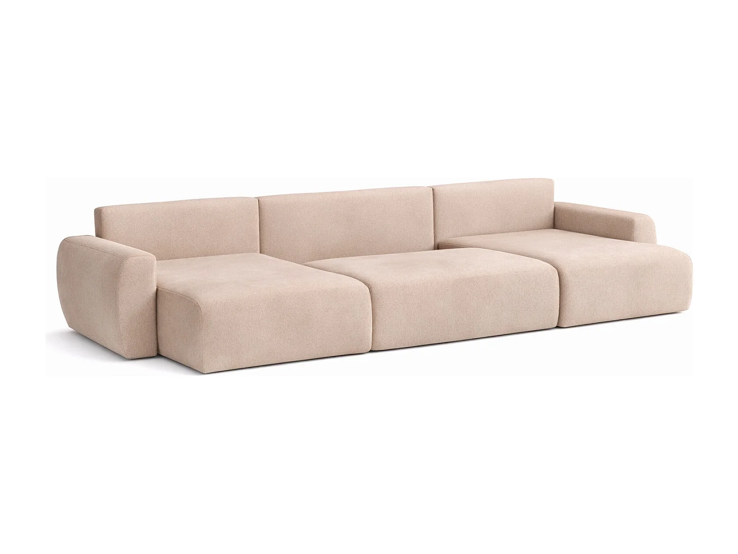 Divano angolare con funzione letto e contenitore a U Ariel U, velluto Salvador, Beige