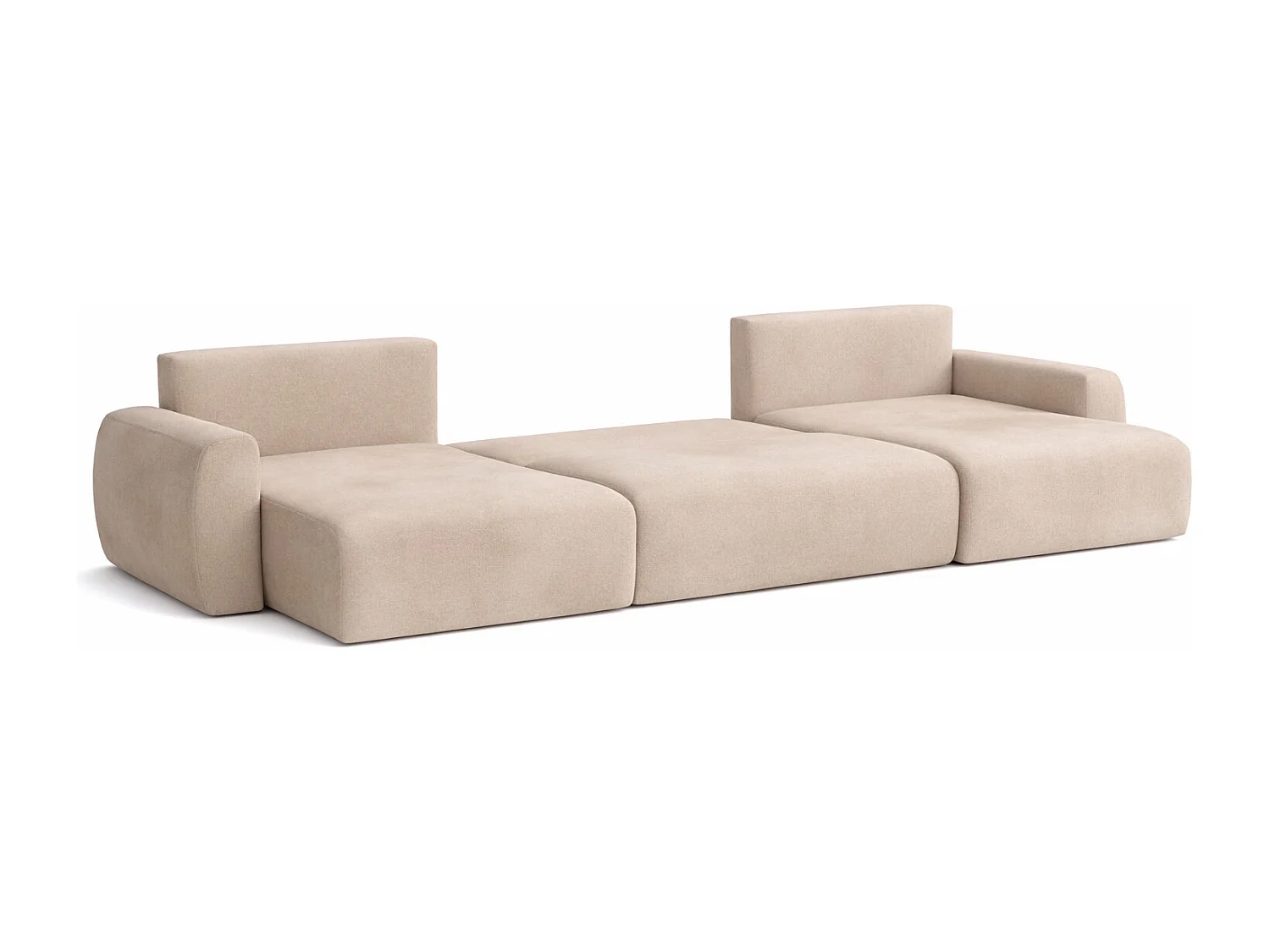 Divano angolare con funzione letto e contenitore a U Ariel U, velluto Salvador, Beige