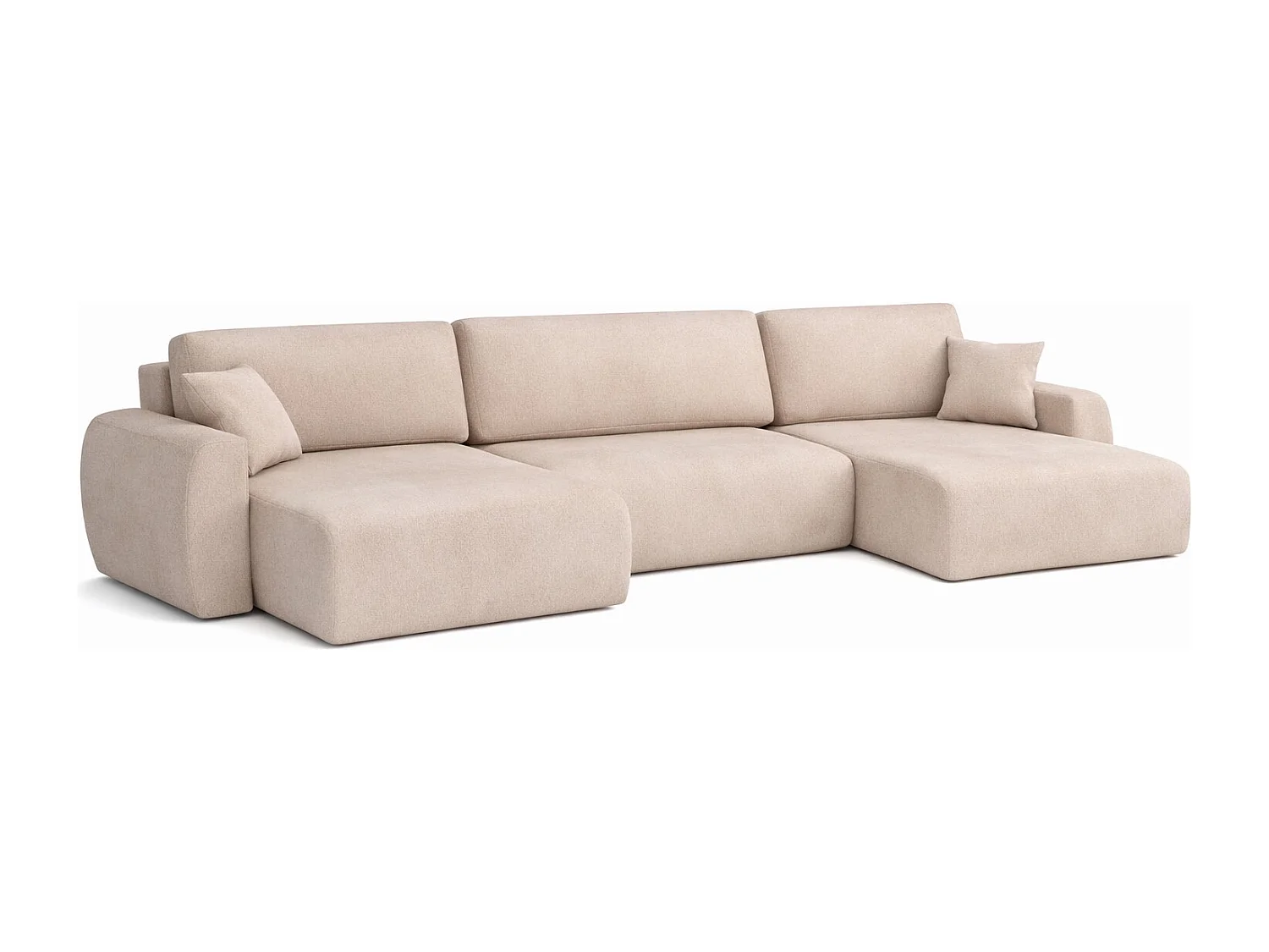 Hoekbank met slaapfunctie en opbergruimte U-vorm Ariel U XL, velours Salvador, Beige