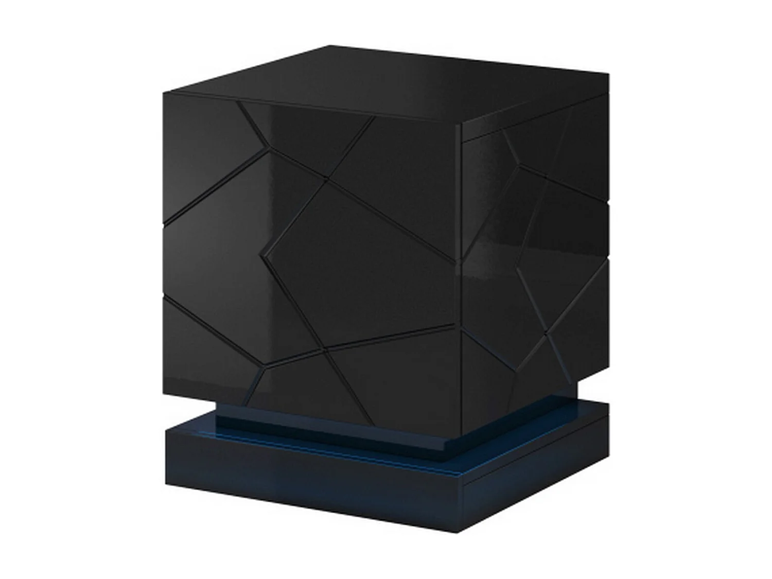 Lot de 2 tables de chevet design laqué noir a Led Clost - Avec LED