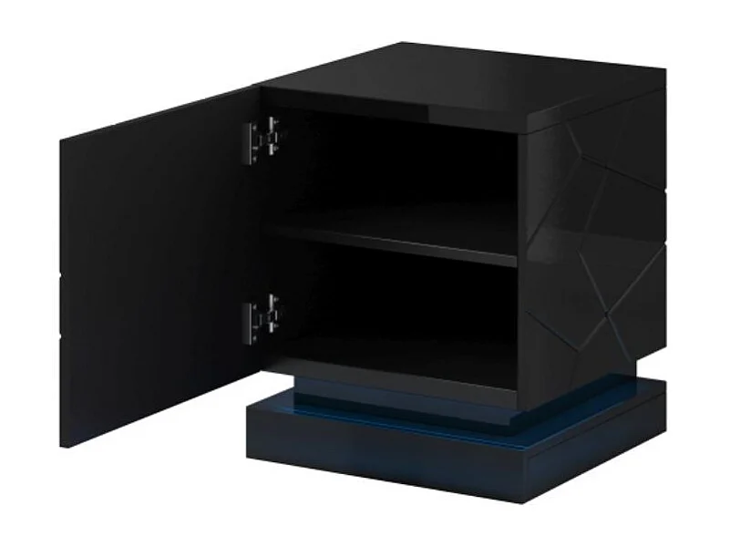 Lot de 2 tables de chevet design laqué noir a Led Clost - Avec LED
