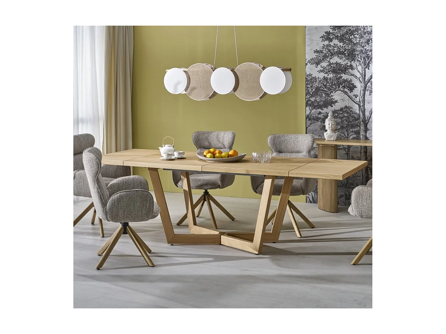 Table à manger extensible 160-250(-340) x 90cm - Pieds et plateau chêne - BELLONA - Rallonges (2x45cm)