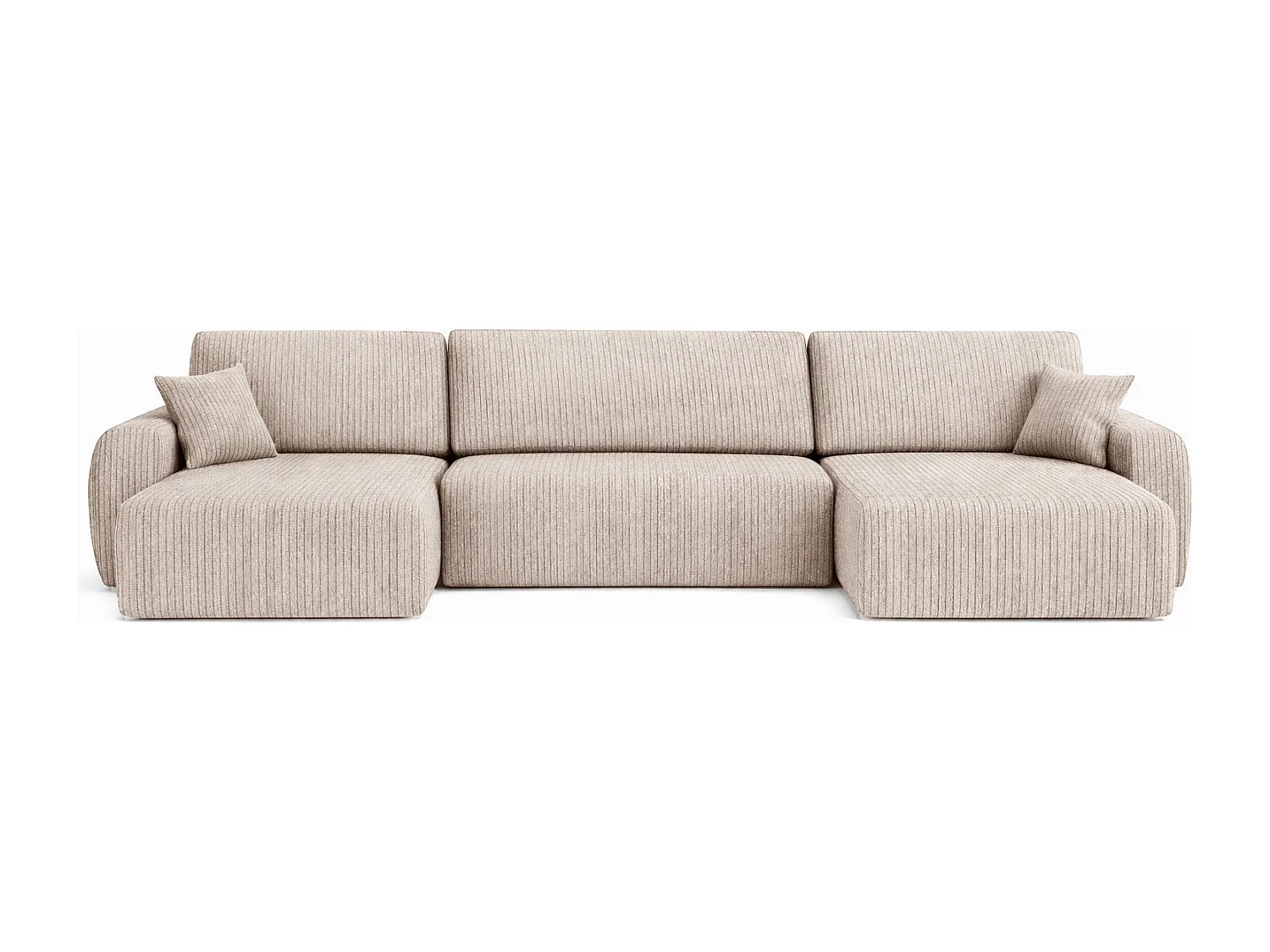 Ecksofa mit Schlaffunktion und Bettkasten U-Form Ariel U XL, Cordstoff Poso, Dunkelbeige