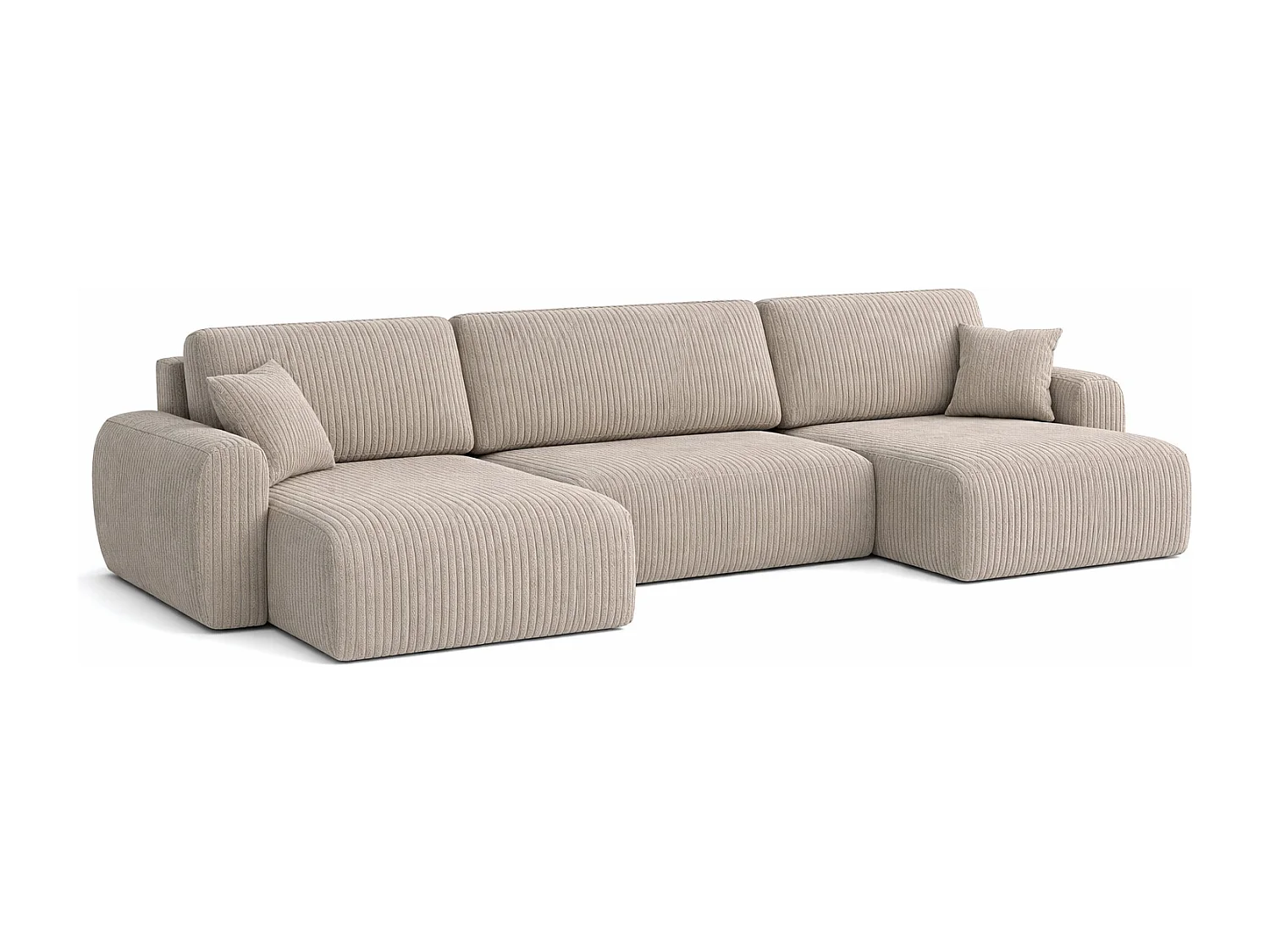Ecksofa mit Schlaffunktion und Bettkasten U-Form Ariel U XL, Cordstoff Poso, Dunkelbeige