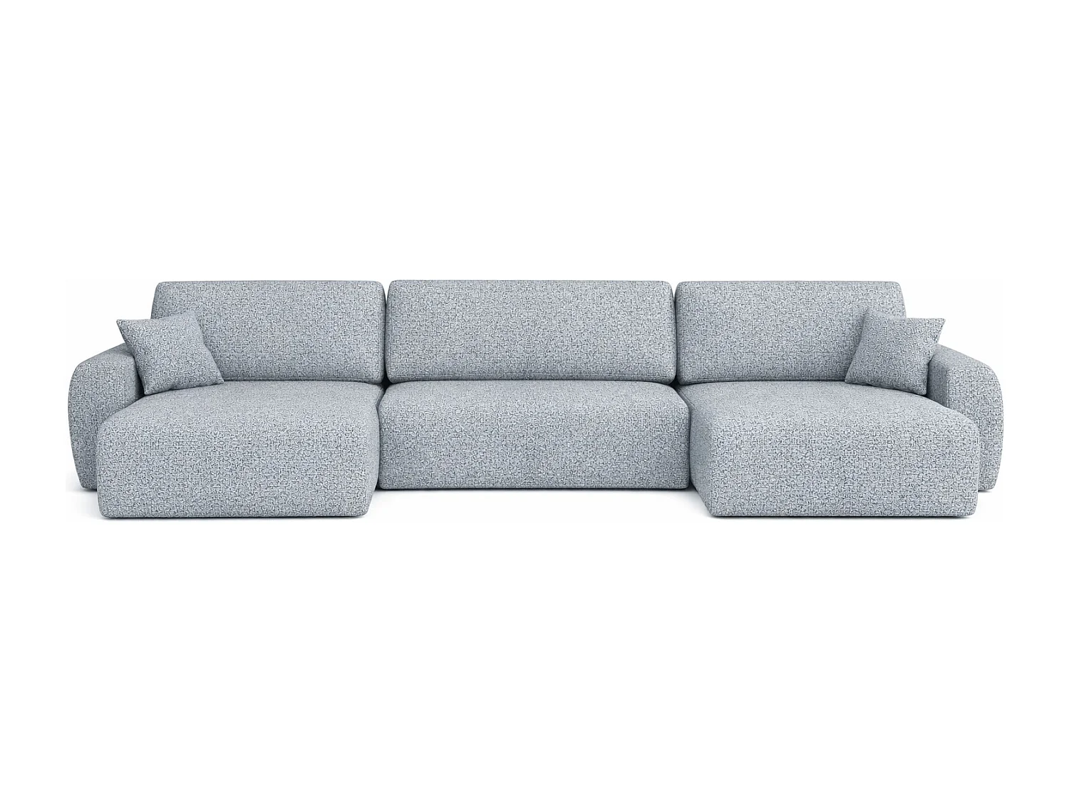 Divano angolare con funzione letto e contenitore a U Ariel U, tessuto chenille Artico, Cemento