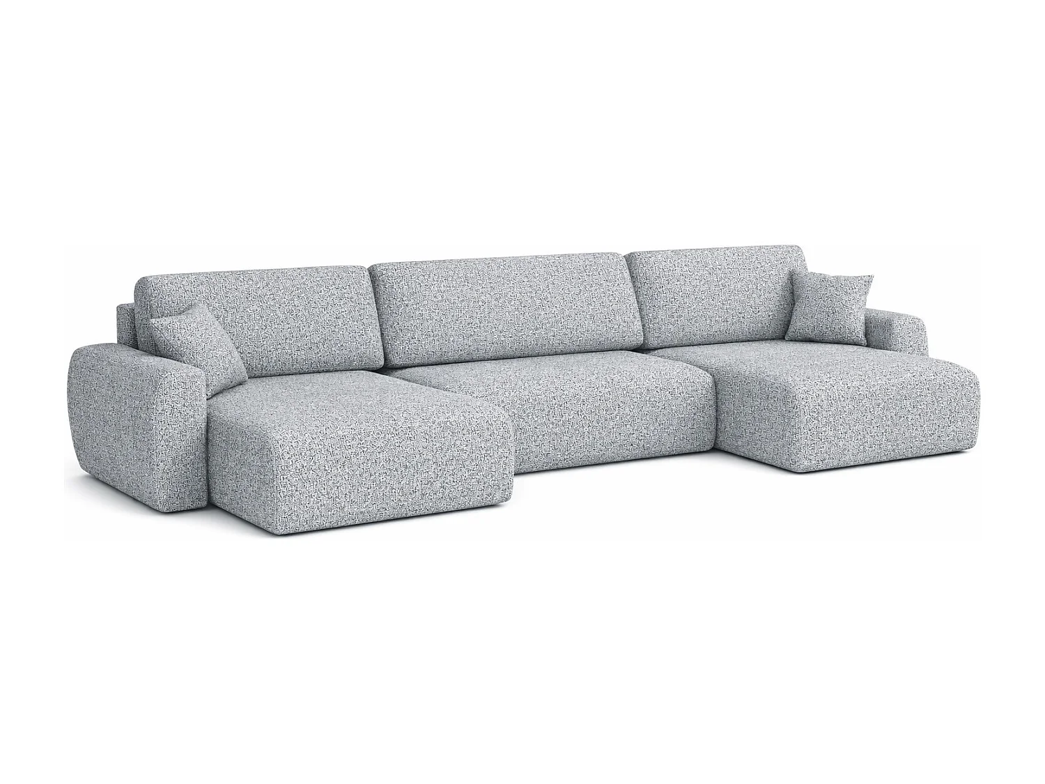 Canapé d’angle avec fonction couchage et coffre en U Ariel U XL, tissu chenille Artico, Cement