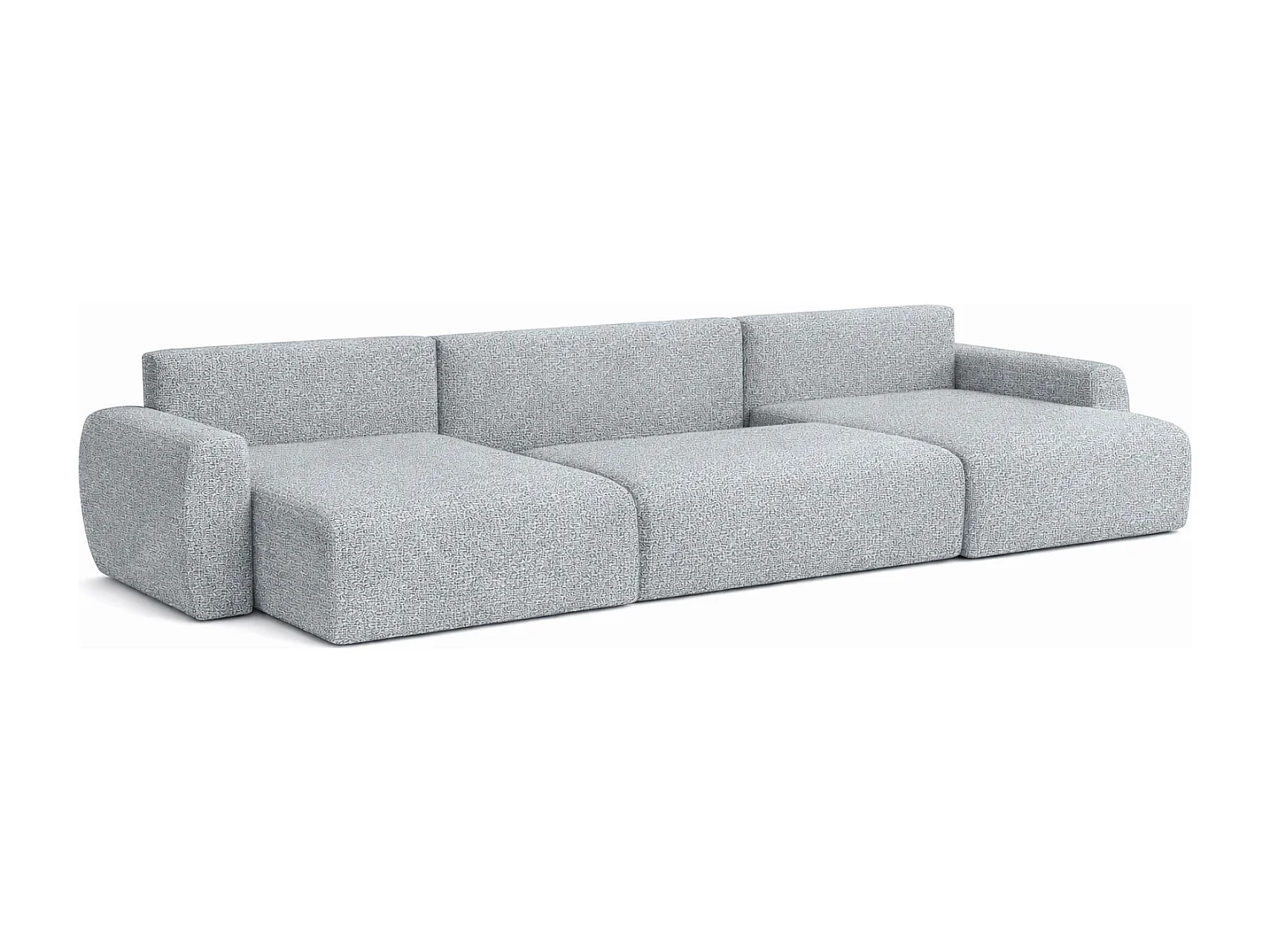 Canapé d’angle avec fonction couchage et coffre en U Ariel U XL, tissu chenille Artico, Cement