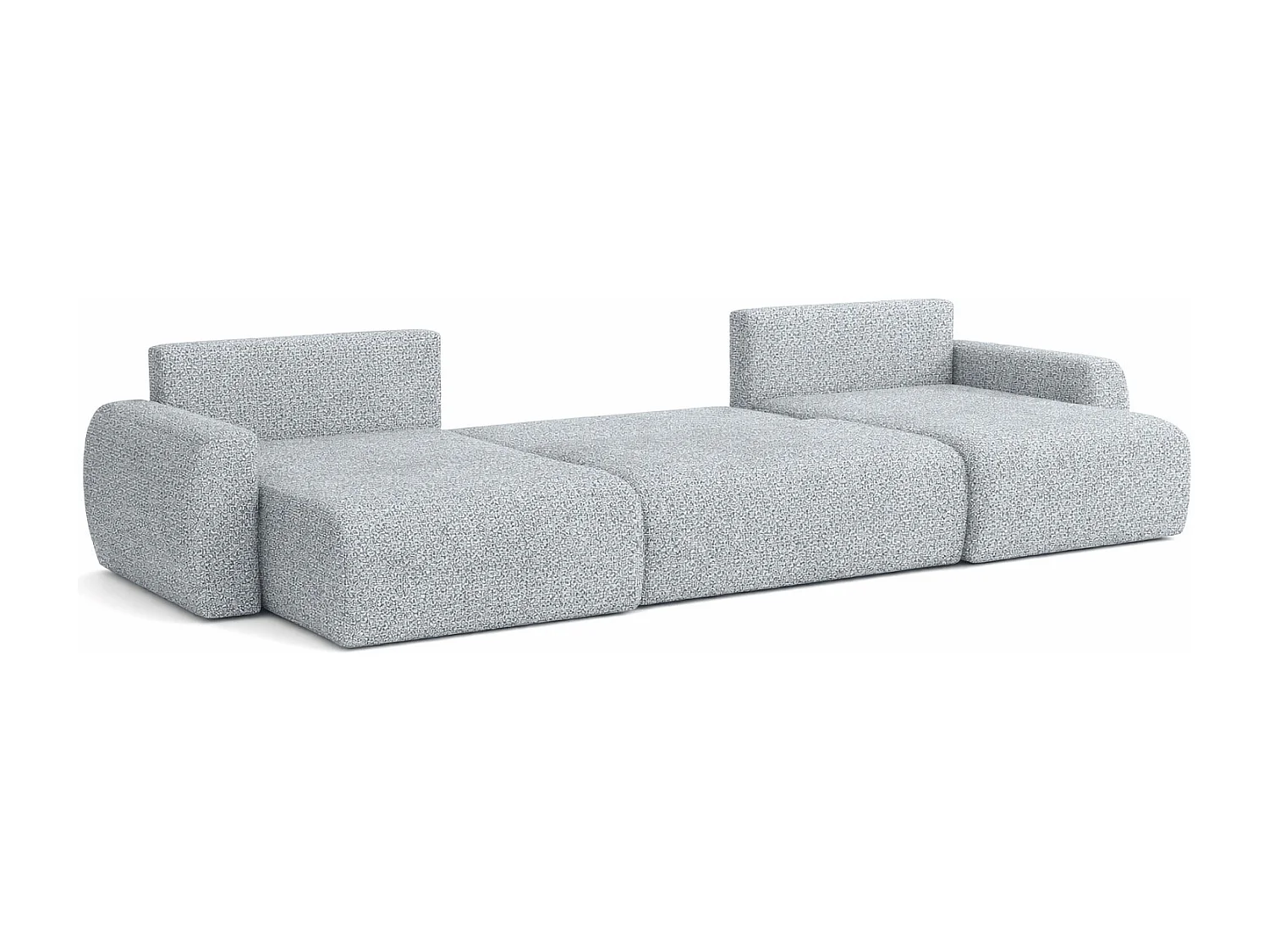 Canapé d’angle avec fonction couchage et coffre en U Ariel U XL, tissu chenille Artico, Cement